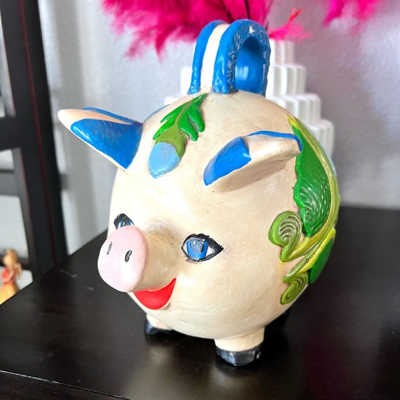 Vintage Colorful Large Piggy Bank - Picture 2 of 8